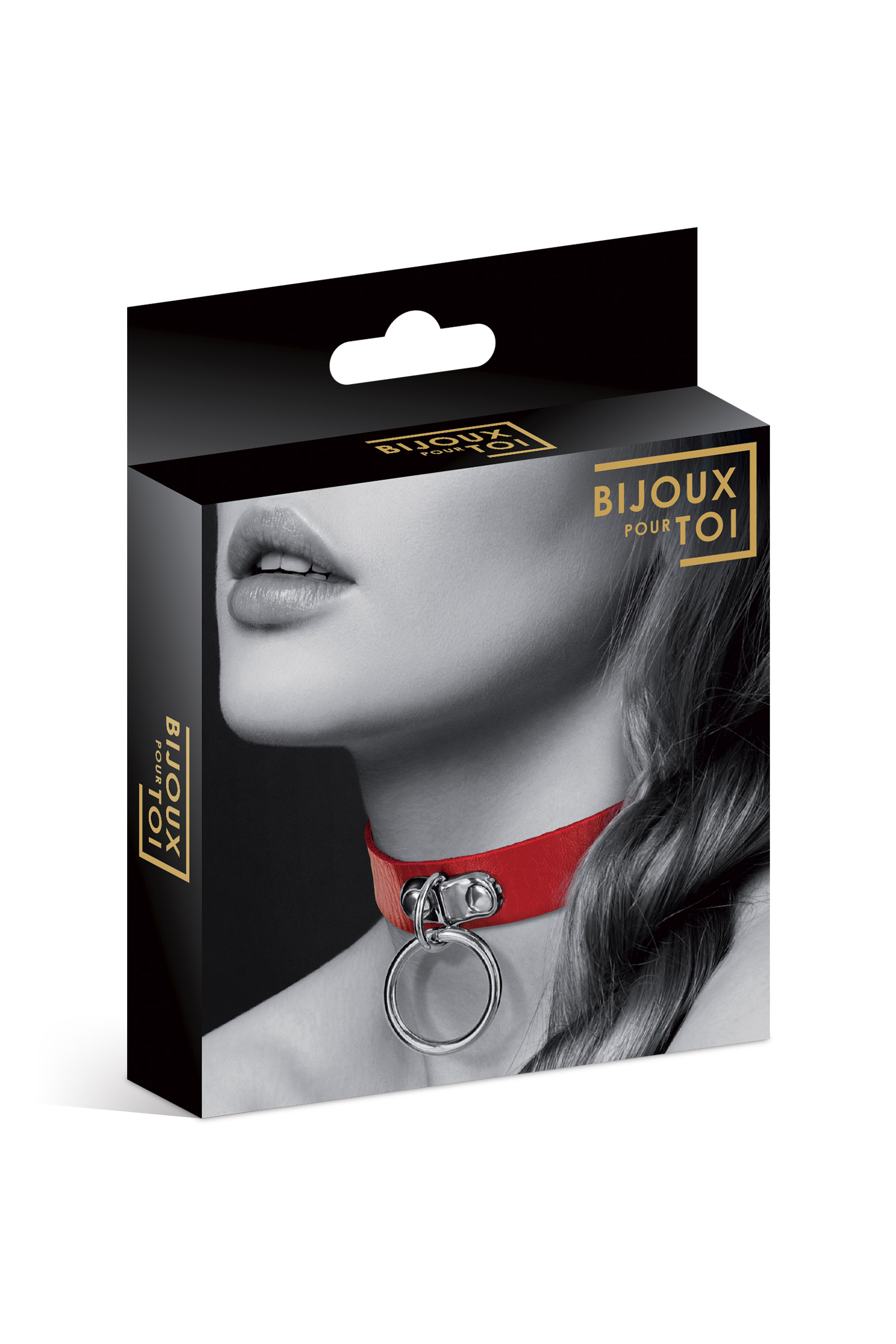 Bijoux Pour Toi — Collier anneau simple cuir rouge
