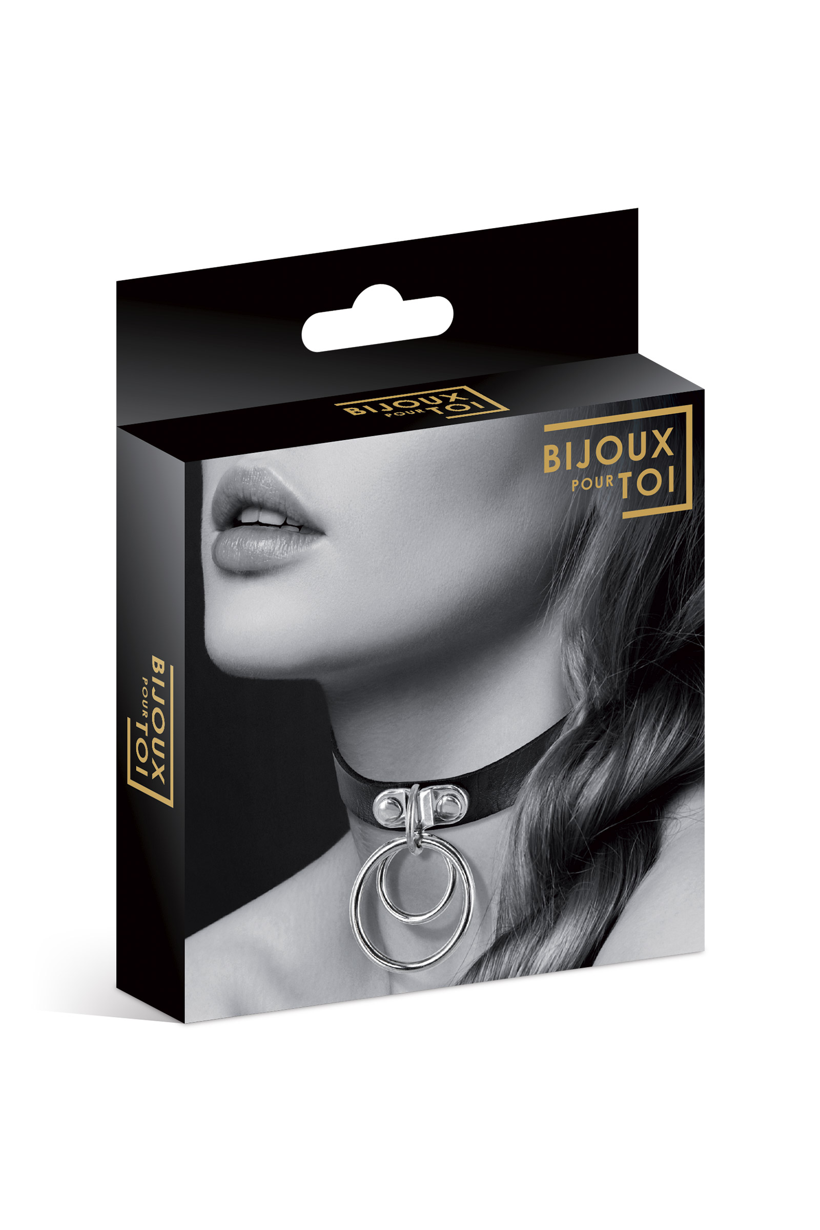 Bijoux Pour Toi — Collier double anneau cuir noir