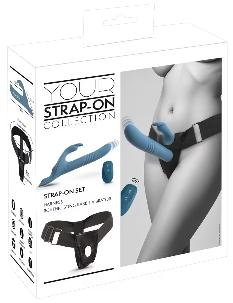 Your Strap-On Collection — Set harnais RC thrusting rabbit bleu