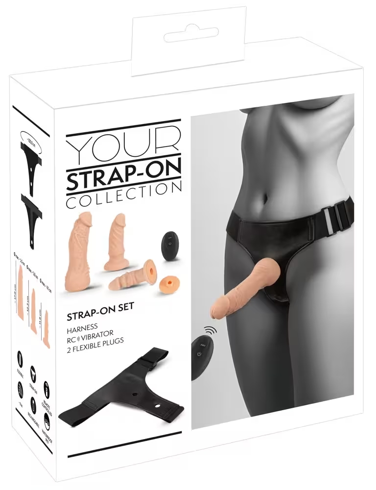 Your Strap-On Collection — Set harnais RC vibrator réaliste 2 plugs